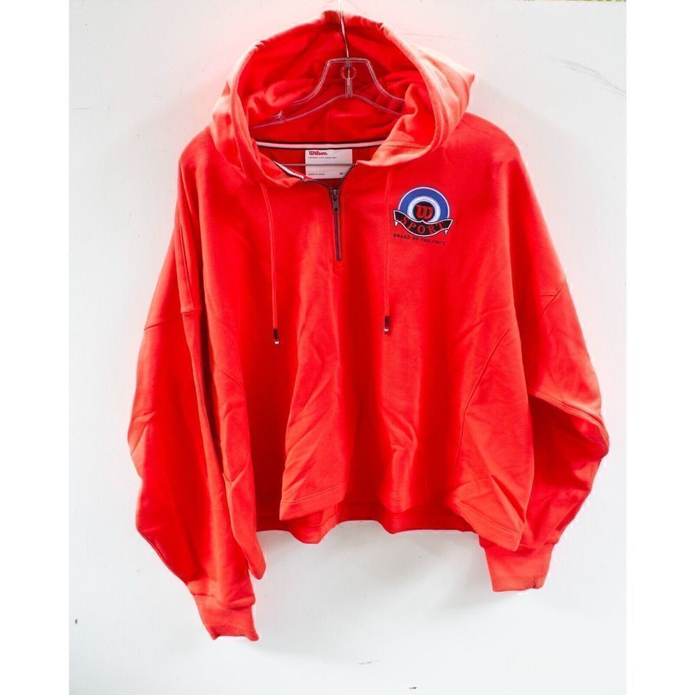 NWT Wilson Sport Womens  Red Fly Crop Oversized Hoodie Size M/L‎